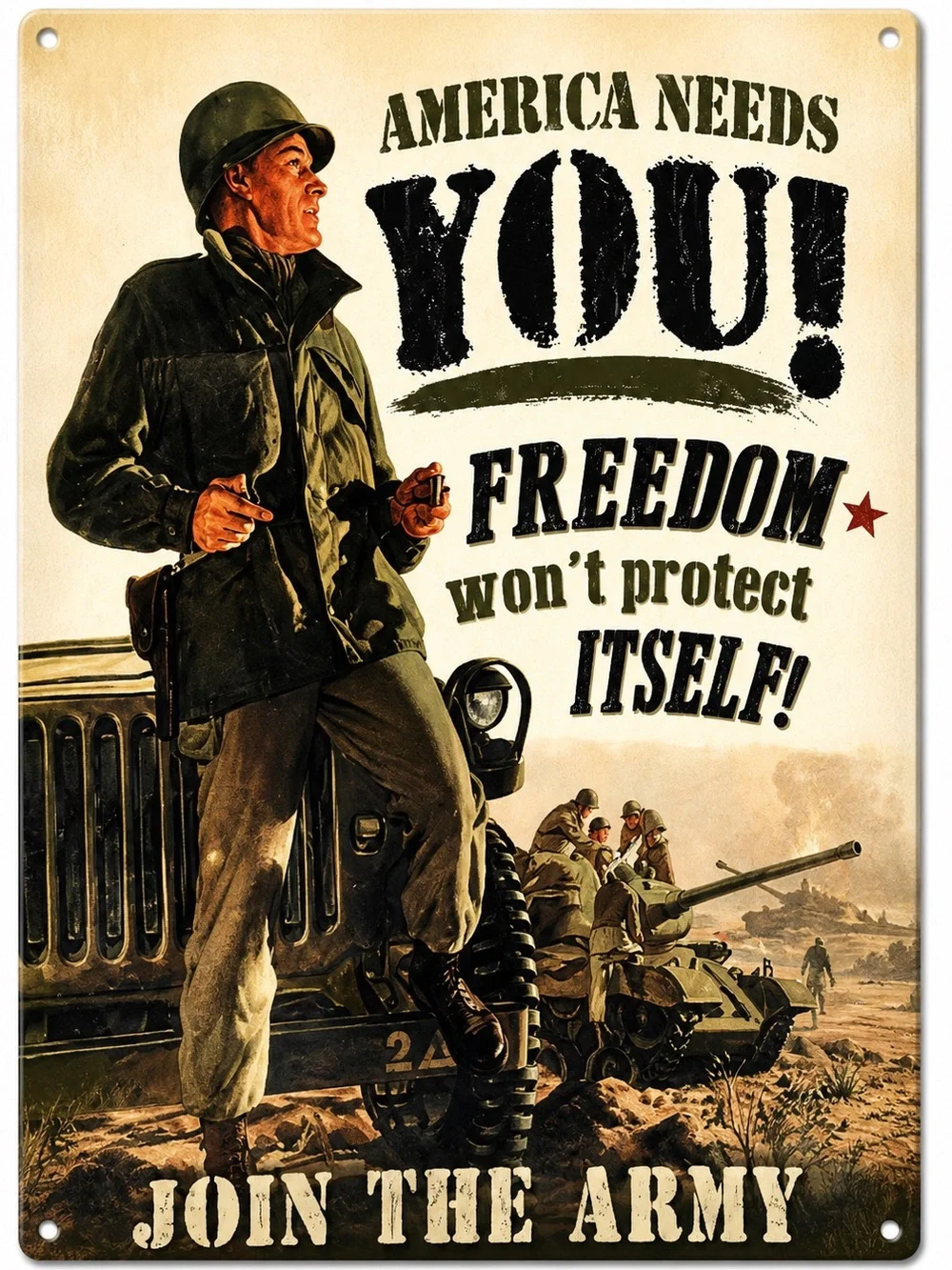 NEW Heavy Duty Steel America Needs You Join The Army Metal Sign